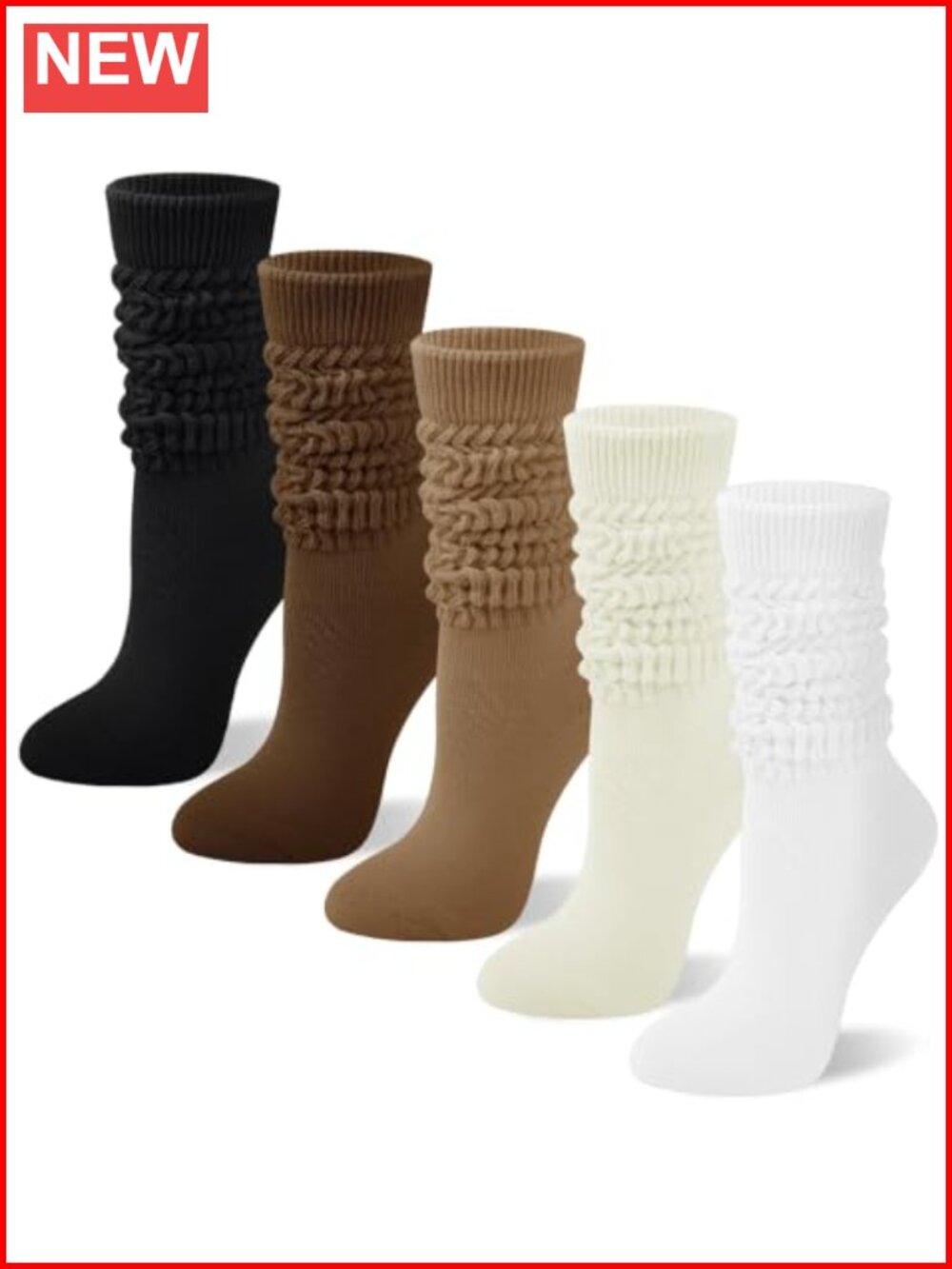 Slouchy Knee High Boot Socks for Women, Cotton Blend